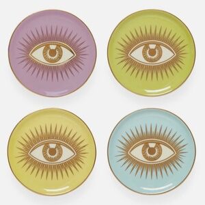 NEW Jonathan Adler Le Wink Multicolor Porcelain Coaster Set Of 4
